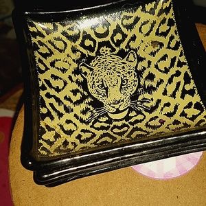Minature leopard print ceramic plates